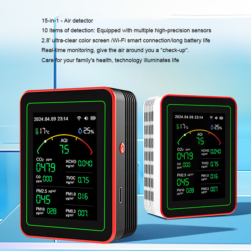 Air Quality Monitor Co2 Pm2.5 Tvoc - 15In1 Thousand-digit Air Quality Monitor Tuya