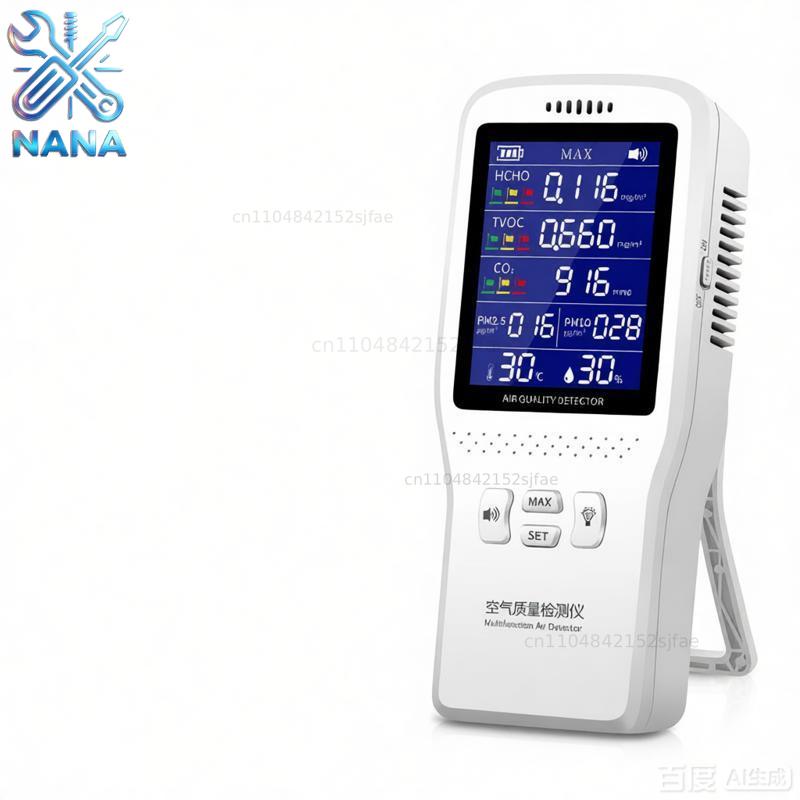 Air Quality Monitor Co2 Pm2.5 Tvoc - 9 In 1 Air Quality Detector