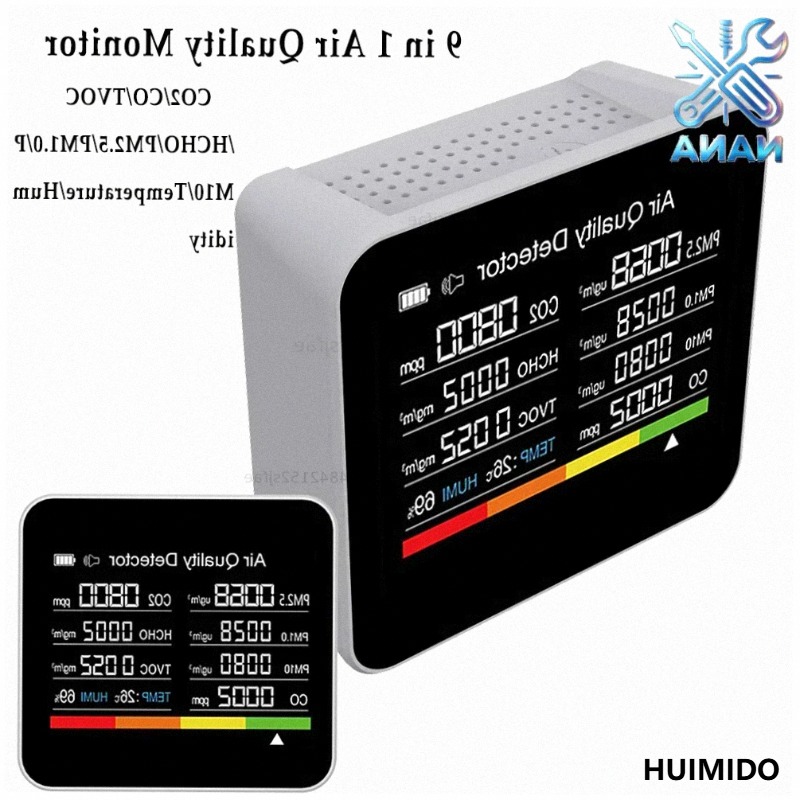 Air Quality Monitor Co2 Pm2.5 Tvoc - 9 in 1 Air Quality Monitor