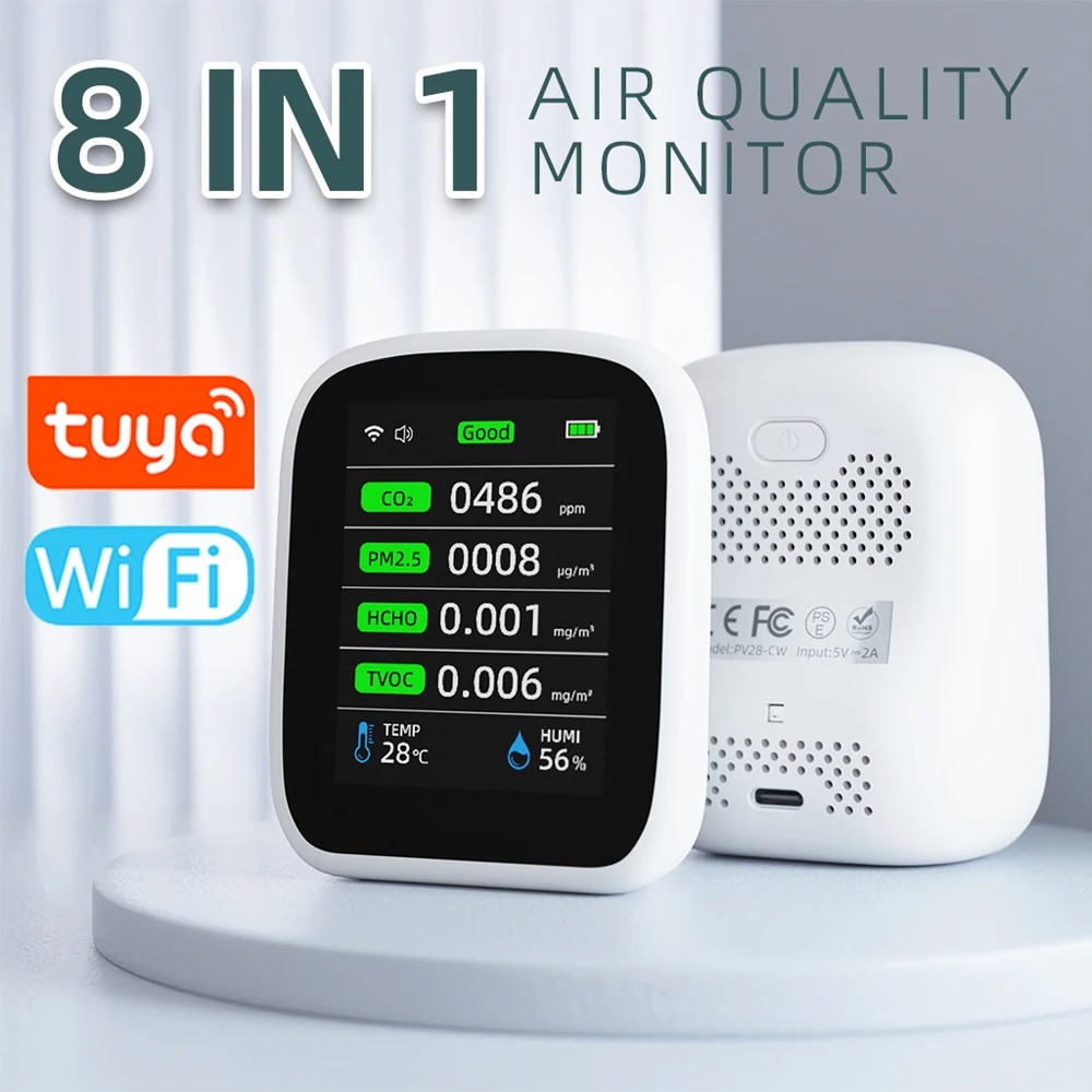 Tuya WIFI 8 In 1 Air Quality M - огляд і ціна Air Quality Monitor Co2 Pm2.5 Tvoc