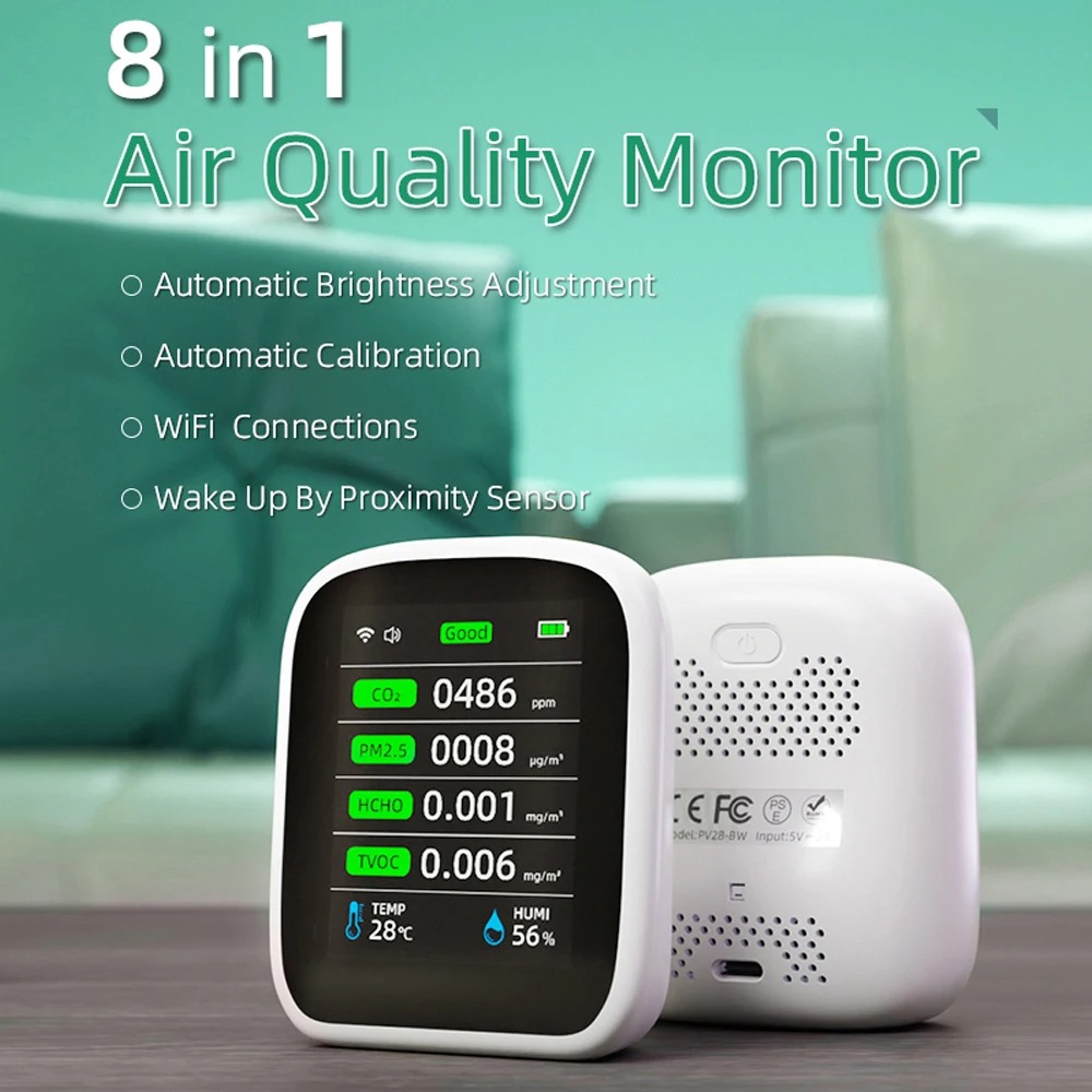 Tuya WIFI 8 In 1 Air Quality M - огляд і ціна Air Quality Monitor Co2 Pm2.5 Tvoc