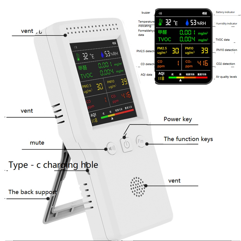 A57M-9 In 1 Air Quality Detect - огляд і ціна Air Quality Monitor Co2 Pm2.5 Tvoc
