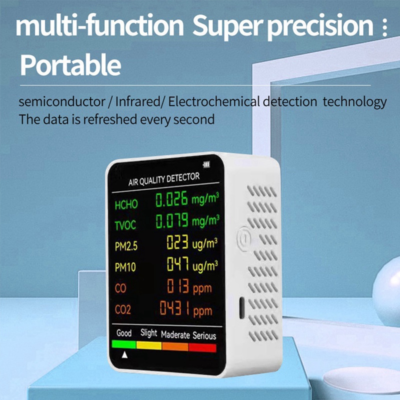 6 In 1 PM2.5 PM10 HCHO TVOC CO - огляд і ціна Air Quality Monitor Co2 Pm2.5 Tvoc