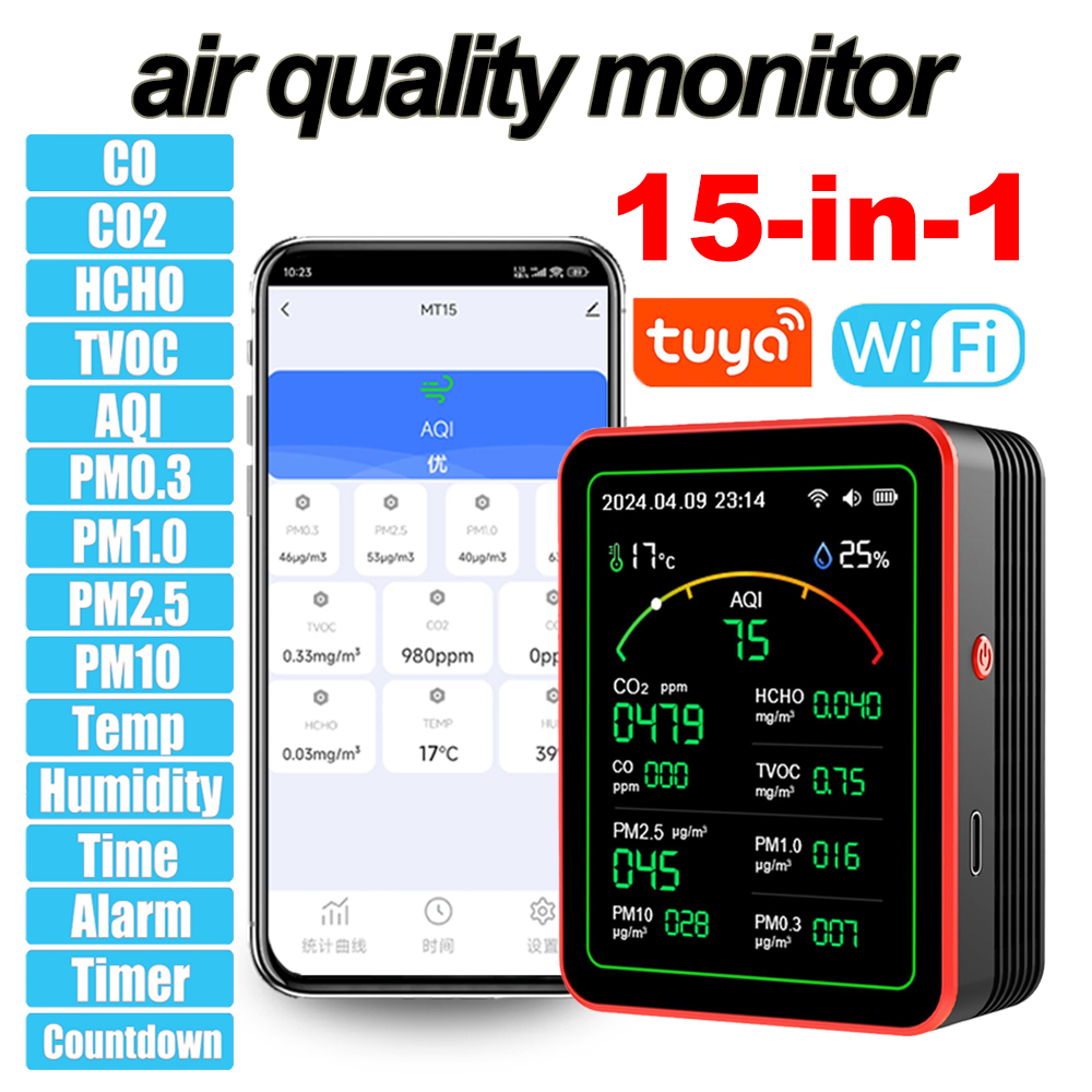 Smart Life 15 in 1 Air Quality - огляд і ціна Air Quality Monitor Co2 Pm2.5 Tvoc