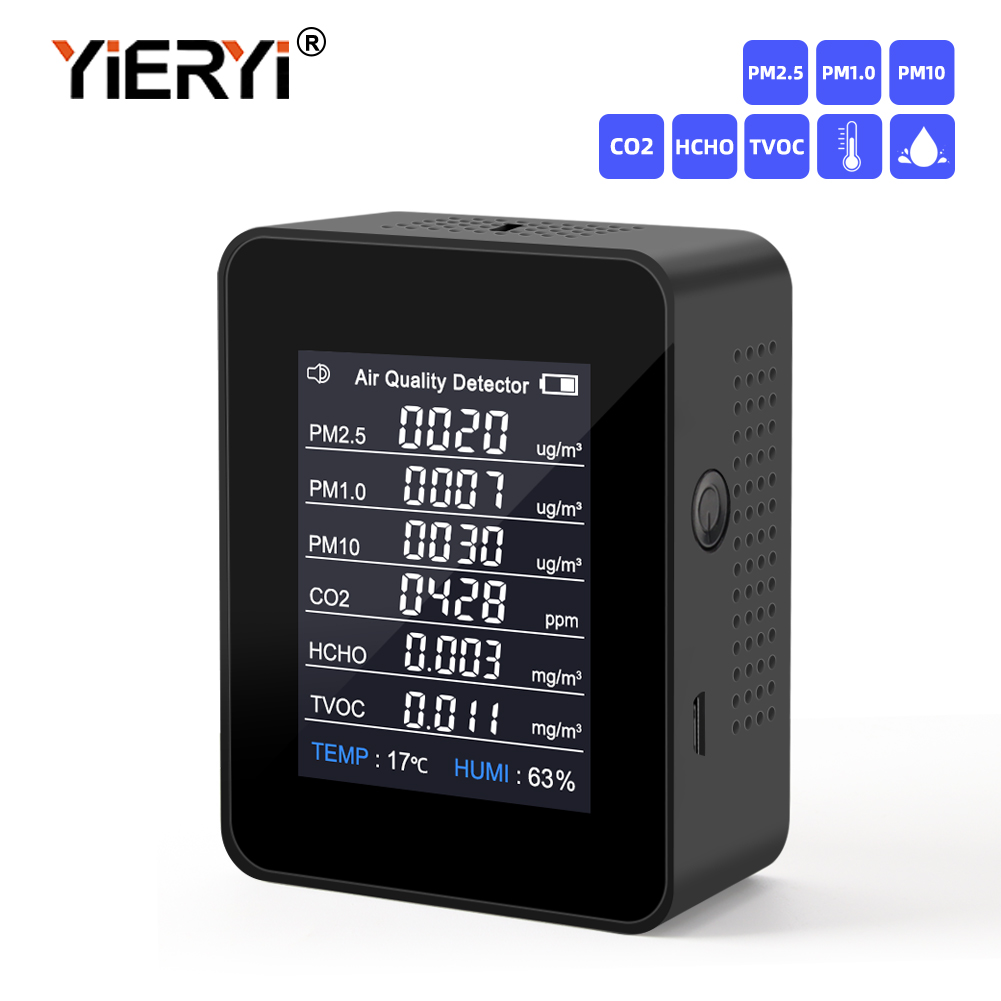 Yieryi 8 In 1 Air Quality Dete - огляд і ціна Air Quality Monitor Co2 Pm2.5 Tvoc